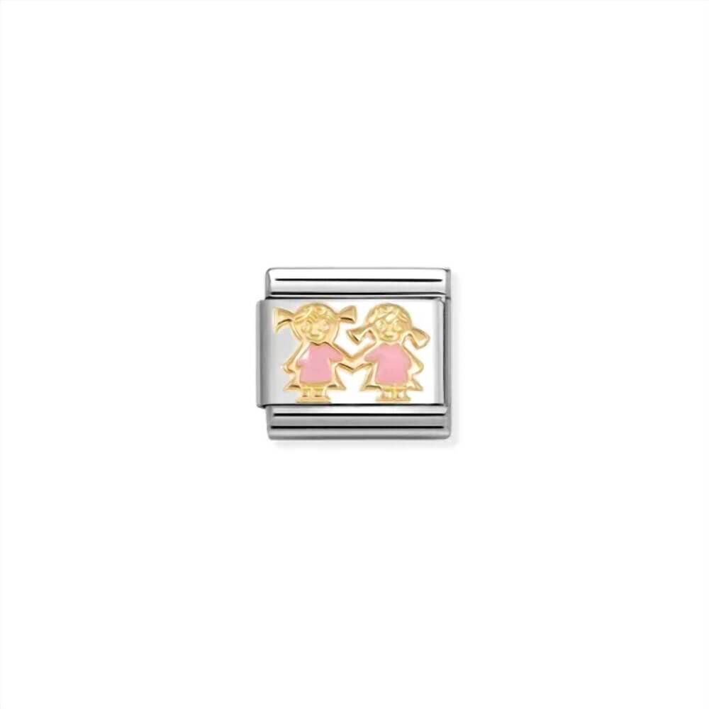 NEW NOMINATION women's family links bracelet in pink sisters